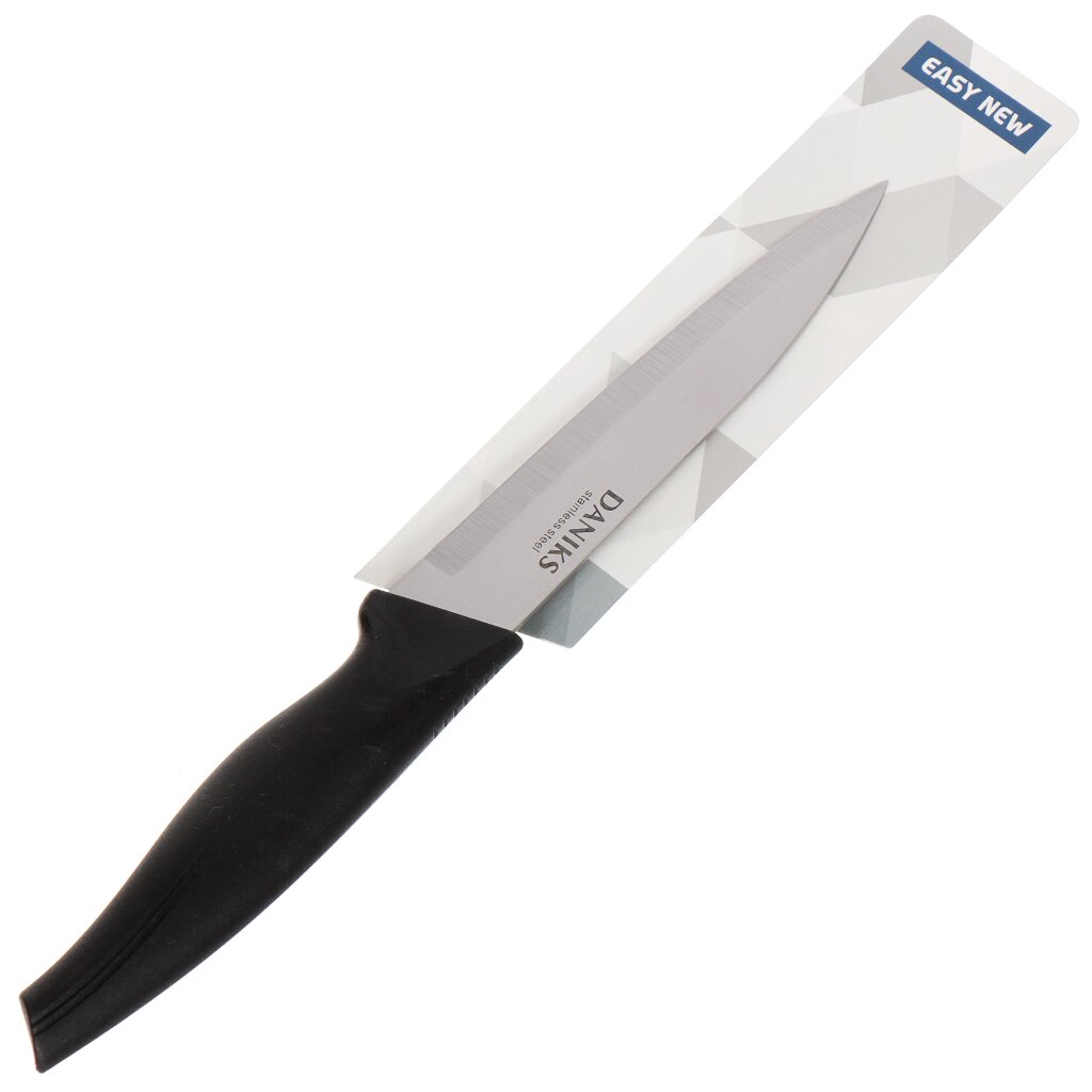 Нож кухонный Daniks, Easy New, универсальный, нержавеющая сталь, 12.5 см, рукоятка пластик, YW-A337-UT набор ножей 4 предмета нож овощечистка ножницы доска нержавеющая сталь рукоятка пластик y4 3652