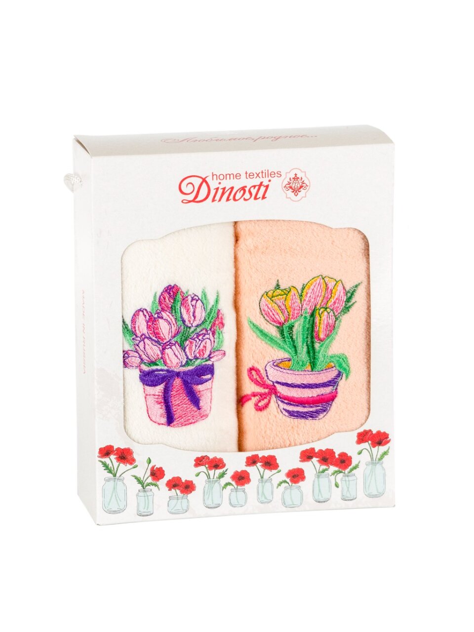 Набор полотенец кухонных 2 шт, 33х60 см, 100% полиэстер, Dinosti, Весенний аромат, микрофибра, Россия