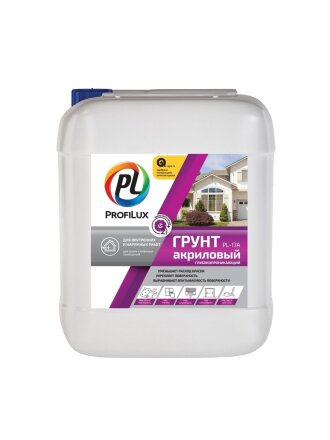 Грунтовка водно-дисперсионная, акриловая, Profilux, PL-17A, для внутренних и наружных работ, 1 л