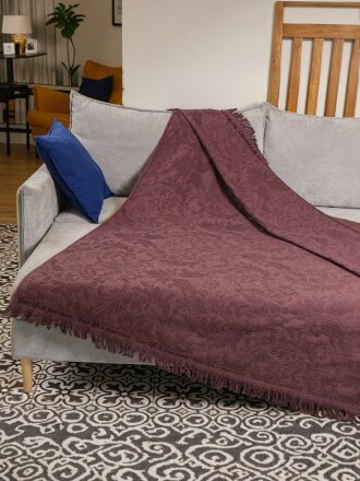 Плед евро, 200х220 см, 100% хлопок, Barkas, Green Days, коричневый, AI-2209005