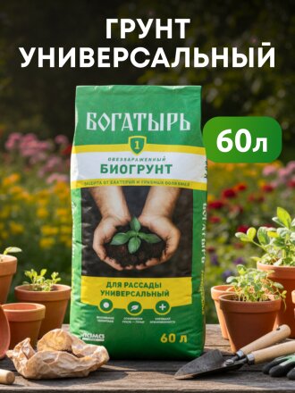 Грунт Богатырь, для рассады, 60 л, Лама Торф