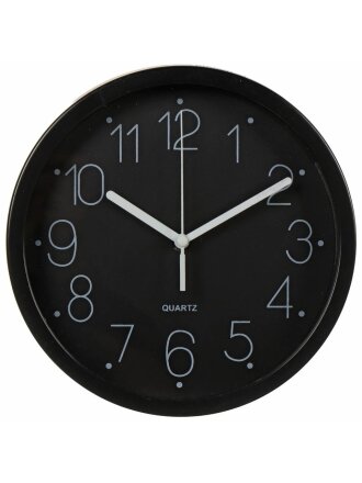 Часы настенные, 20 см, круглые, пластик, стекло, черные, Y6-6086