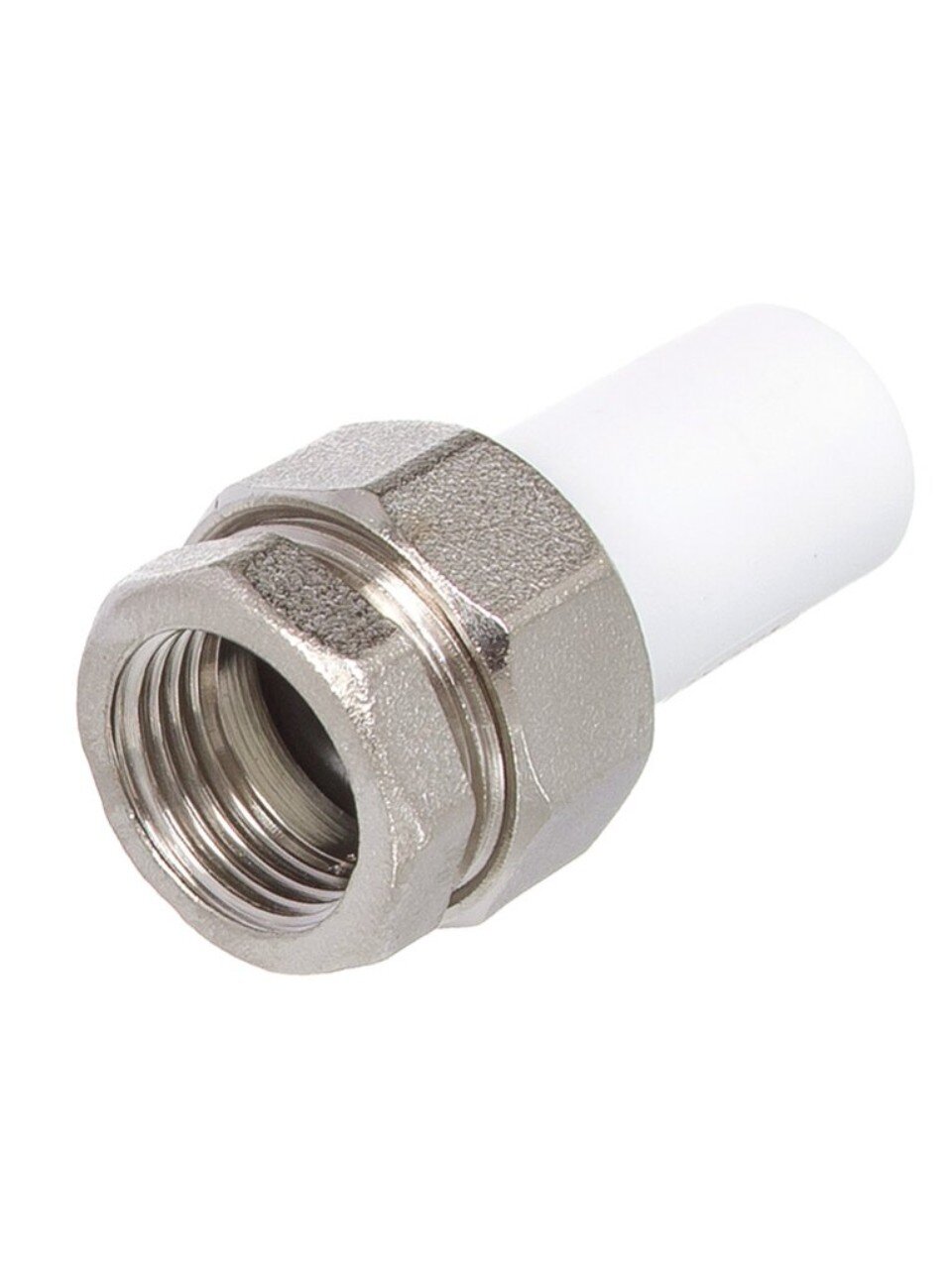 Муфта разъемная ниппельная, полипропилен, d25х3/4&amp;quot;, внутренняя резьба, белая, РосТурПласт