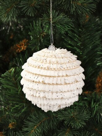 Елочный шар белый, 10 см, SYPMQF-1122015