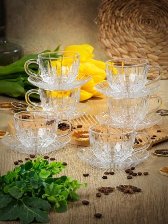 Набор чайный стекло, 12 предметов, на 6 персон, 245 мл, Y6-10144, подарочная упаковка