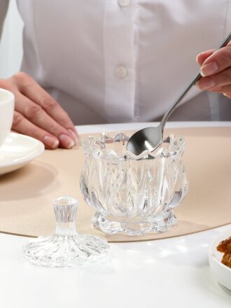 Сахарница 140 мл, стекло, 11х11х7.5 см, с крышкой, Y6-2027