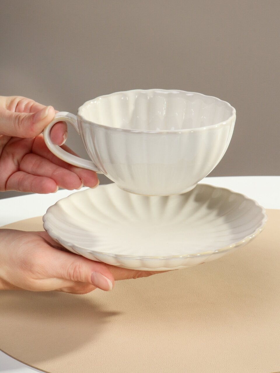 Набор чайный керамика, 12 предметов, на 6 персон, 240 мл, Daniks, Мун Стайл, ZPX222301W-1