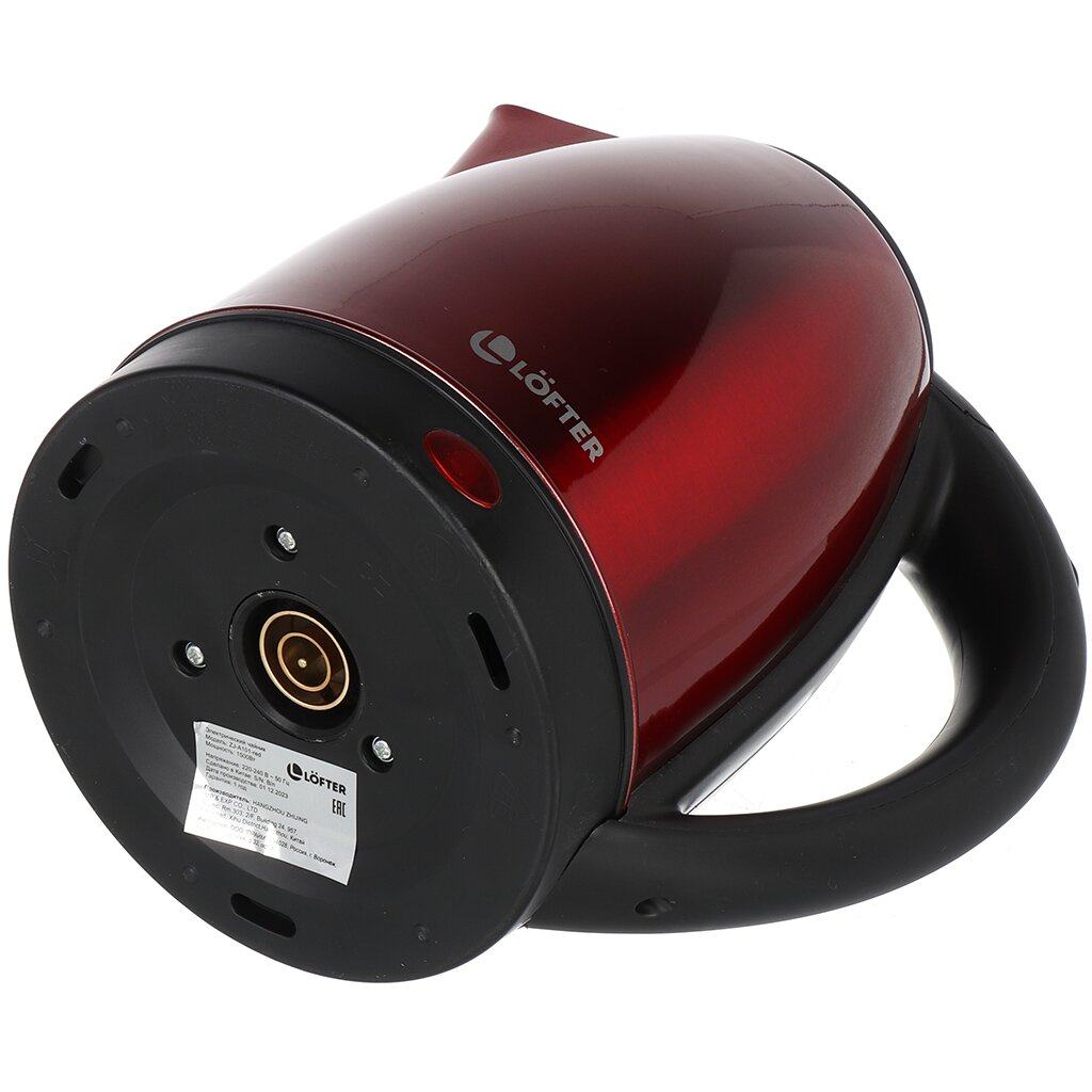 Чайник электрический Lofter, ZJ-A101-red, красный, 1.8 л, 1500 Вт, скрытый нагревательный элемент, алюминий