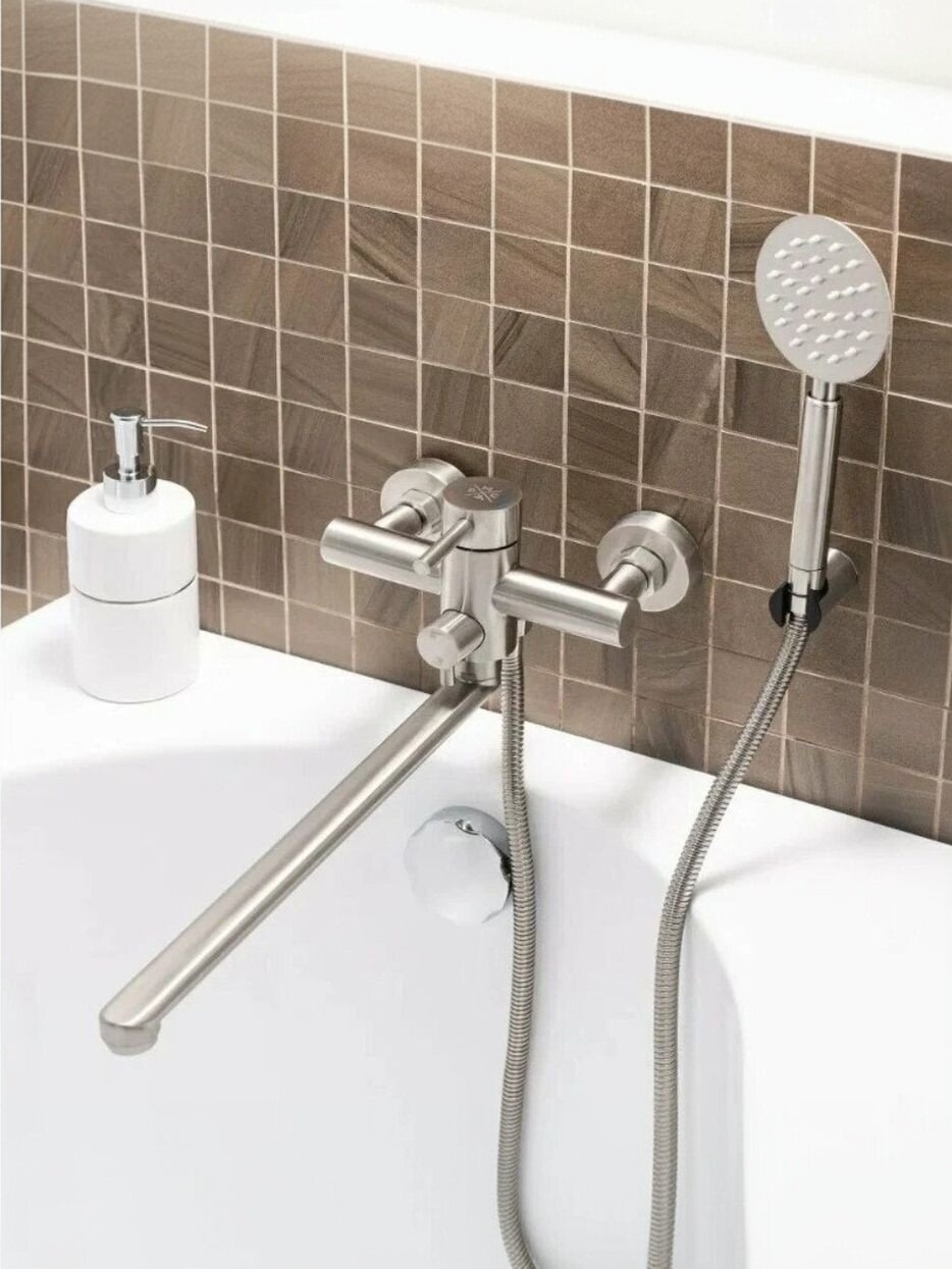 Смеситель для ванны, РМС, с картриджем, нержавеющая сталь, SUS124-006EP