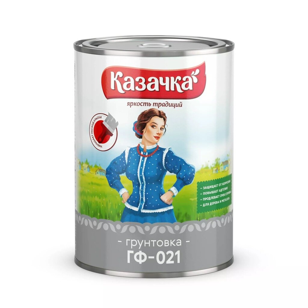 Грунтовка алкидная, Казачка, ГФ-21, белая, 0.9 кг