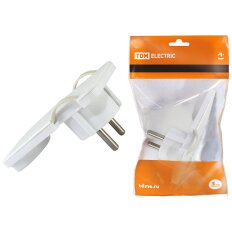 Вилка угловая, 16 А, 250 В, плоская 8 мм, белая, TDM Electric, SQ1806-0193