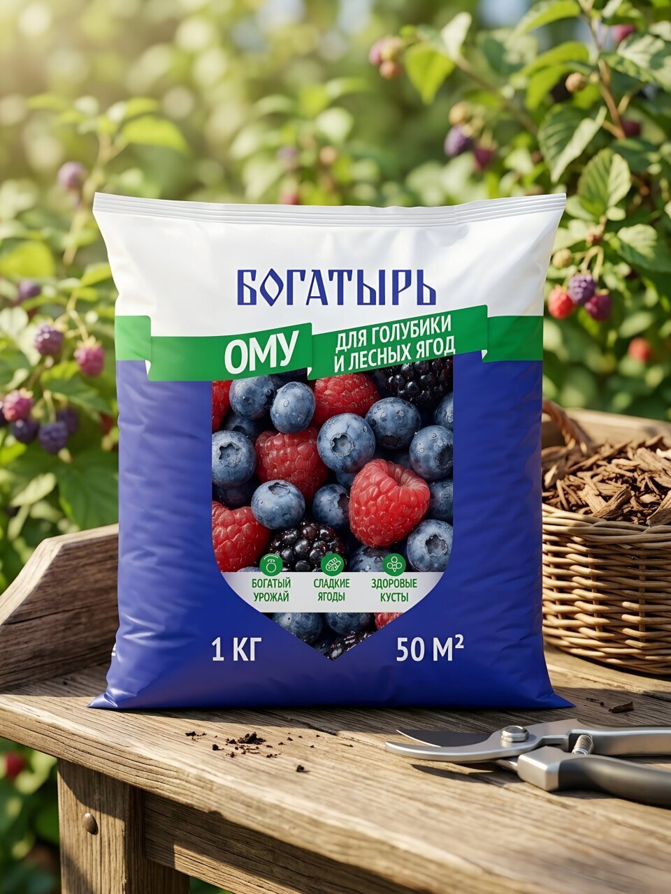 Удобрение Богатырь, для голубики и лесных ягод, органоминеральное, 1 кг, Лама Торф