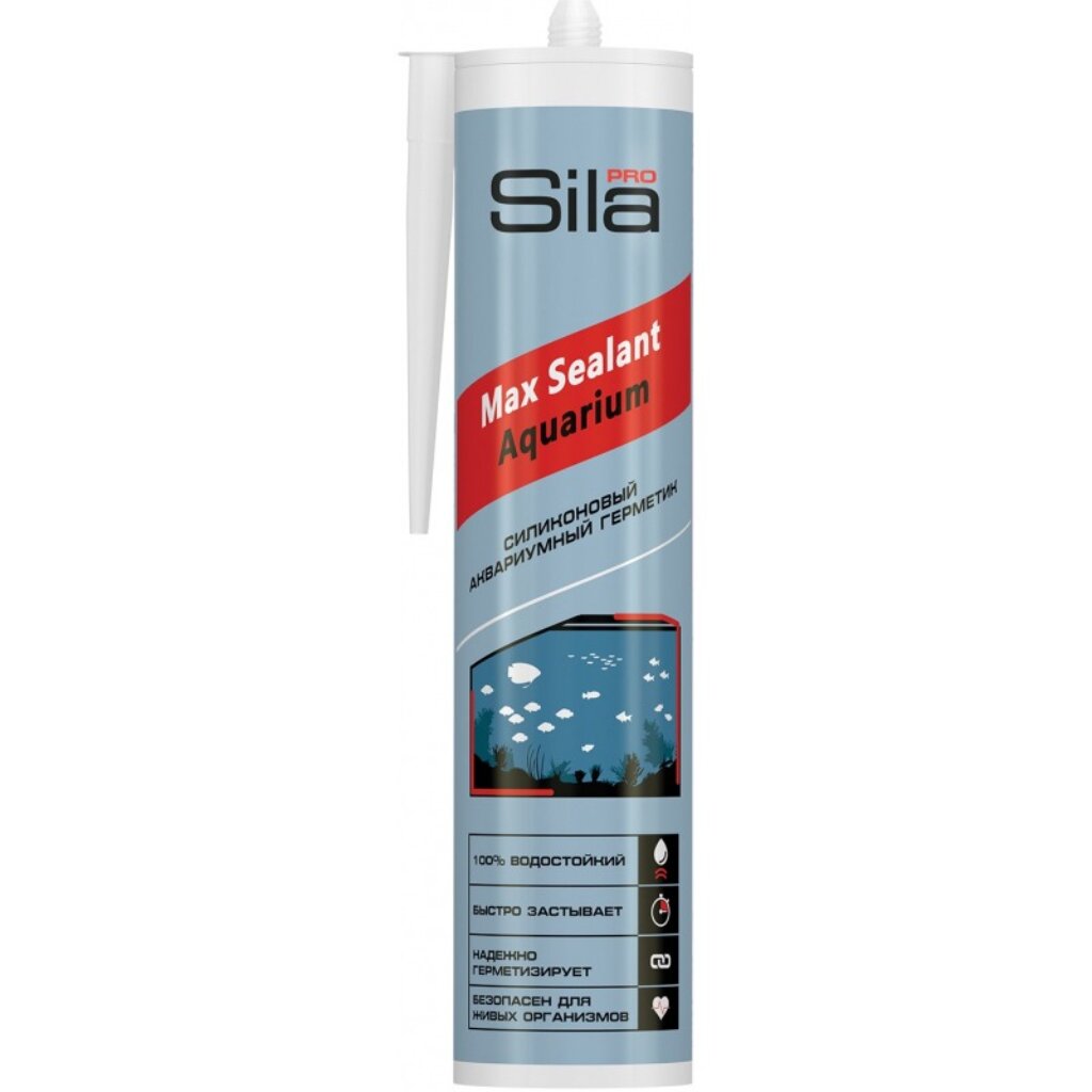 Герметик силиконовый, для аквариумов, SilaPro, Max Sealant, AQ SSAQCL0290, 290 мл, бесцветный аквариумный силиконовый герметик isosil