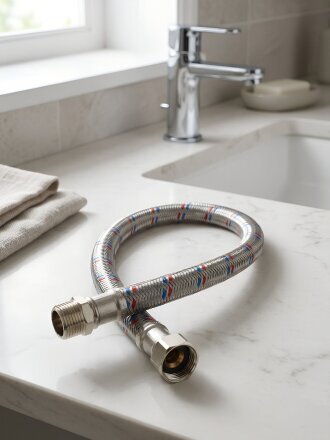 Подводка для воды 1/2"х0.5 м, г-ш, латунь, Гигант, AquaLine