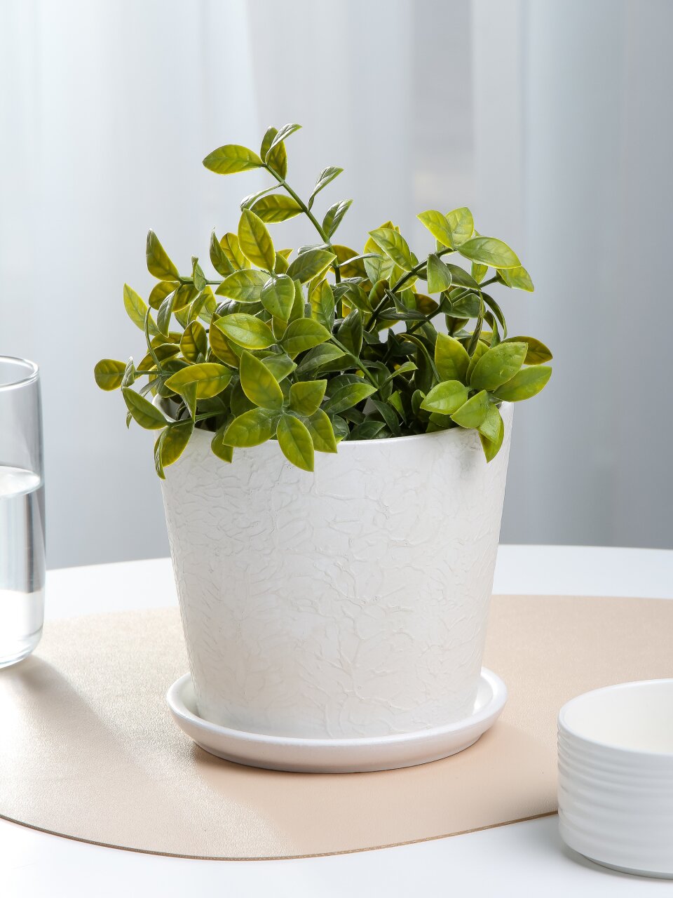 Горшок керамика, 1.45 л, 15х14 см, белый, Перл №3, 022450