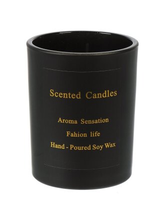 Свеча декоративная, 10х8 см, в стакане, черная, Цветы апельсина, воск, A030140