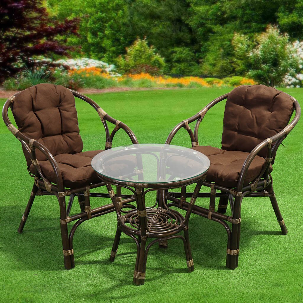 Мебель садовая Сиеста, стол, 50.2х50.2х55.3 см, 2 кресла, подушка коричневая, 100 кг, AI-1808004 салфетки для массажного кресла с отверстием sms