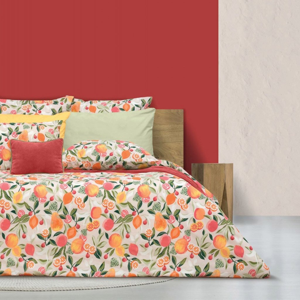 Постельное белье Sova&amp;amp;Javoronok 1.5-спальное перкаль (простыня 145х215 см, 2 наволочки 70х70 см, пододеяльник 143х215 см) Тайские фрукты