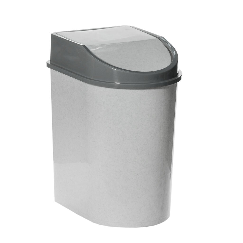 Контейнер для мусора пластик, 8 л, прямоугольный, плавающая крышка, мрамор, Idea, М2481 контейнер для мусора пластик 4 5 л педаль белый idea призма м 2482