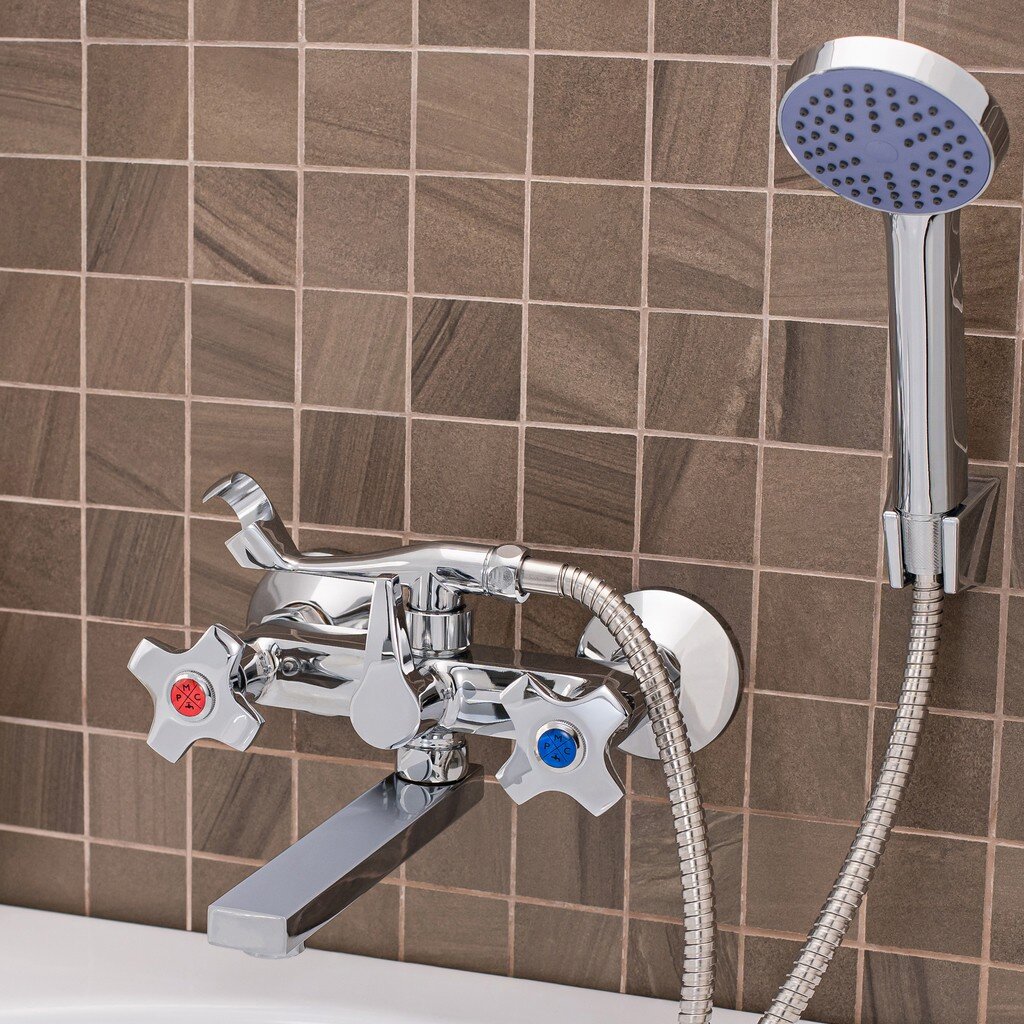 Смеситель для ванны, РМС, короткий излив, с кран-буксой, SL115-142E душевая система для ванны gappo короткий излив с картриджем g2450