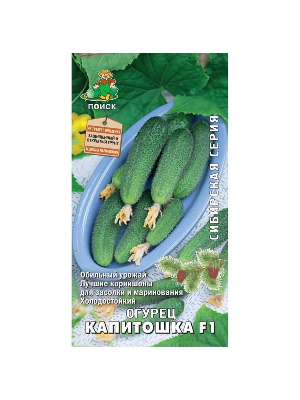 Семена Огурец, Капитошка F1, Сибирская, цветная упаковка, Поиск