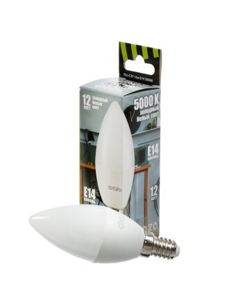 Лампа светодиодная E14, 12 Вт, 230 В, 5000 К, холодный белый свет, ФАZА, FLL- C37, 5038530