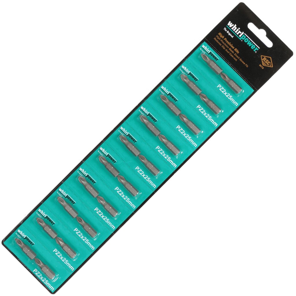 Набор бит Whirlpower, Pz2, 25 мм, 20 шт, RSC 426, индивидуальная упаковка набор прокладок уплотнительных 2 шт 1 1 4 резина masterprof индивидуальная упаковка ис 130386