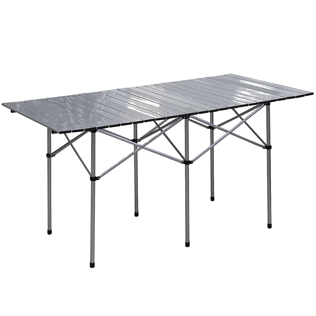 Стол складной металл, прямоугольный, 140х70х70 см, столешница металлическая, серебристый, JC-4036