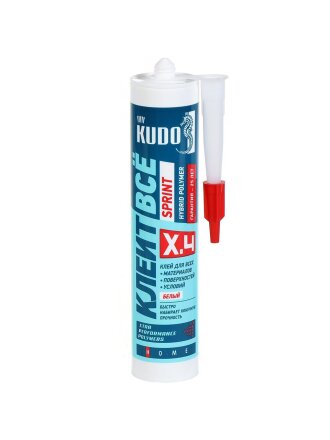 Клей KUDO, гибридный, универсальный, белый, однокомпонентный, 280 мл, KX-4W, Клеит Все SPRINT