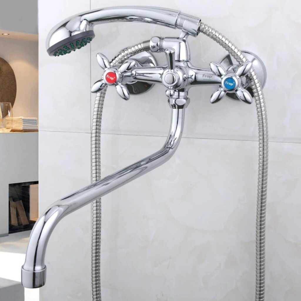 Смеситель для ванны, Frap, с кран-буксой, хром, F2208 кран водоразборный 3 4 20 мм латунь шаровой frap f231 05