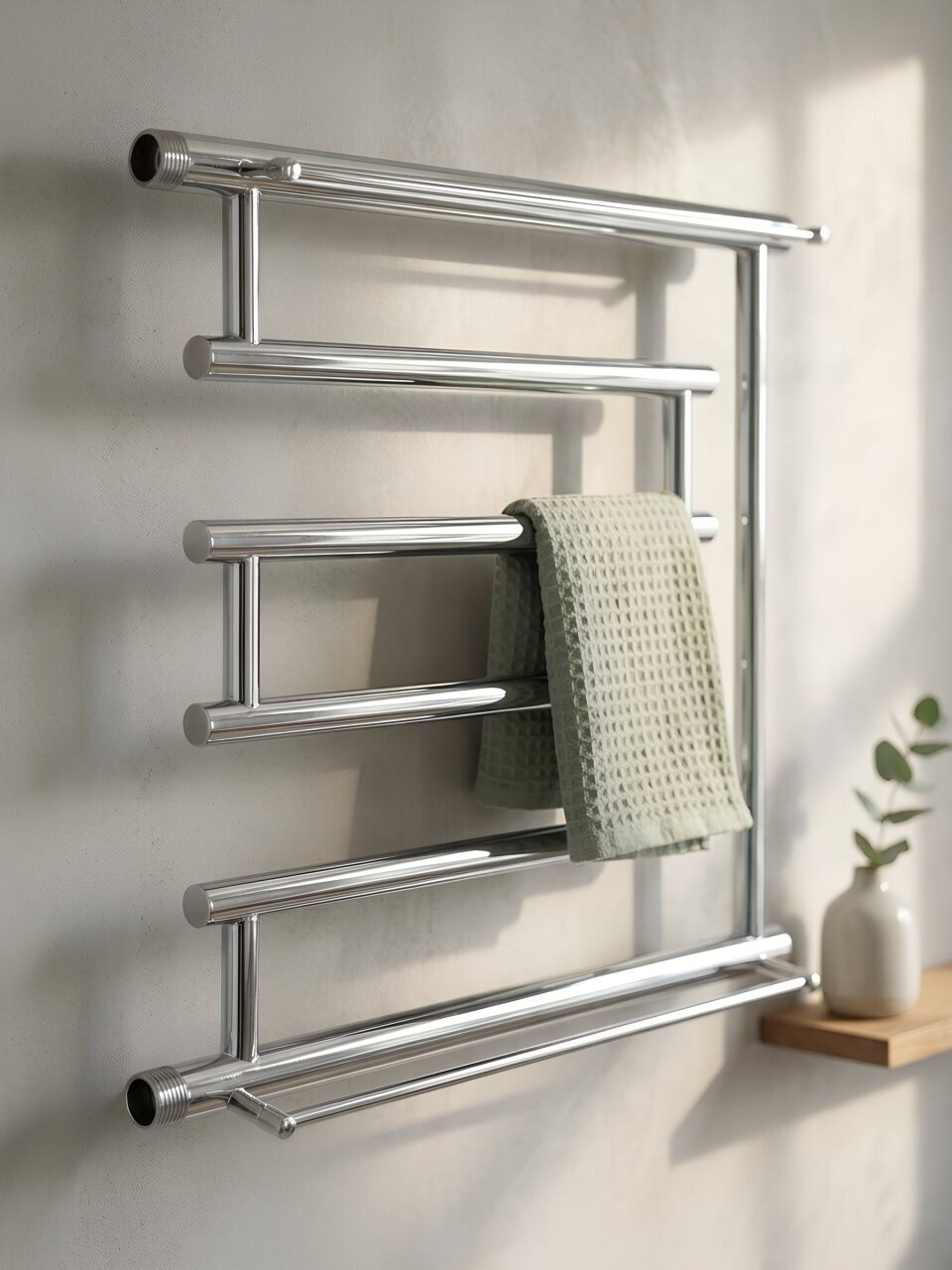 Полотенцесушитель Фокстрот, с полкой, 50х50х1&amp;quot;, нержавеющая сталь, с креплением, Aquater, ПМ-1