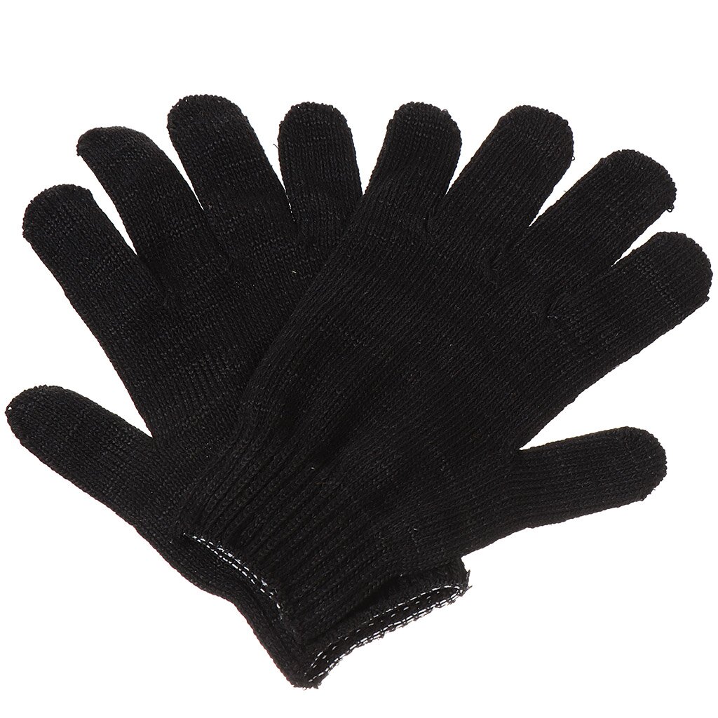 Перчатки полушерсть, 7 класс вязки, 6 нитей, черная основа, утепленные, Зима