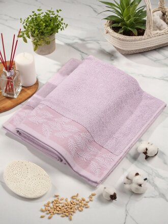Полотенце банное 70х140 см, 100% хлопок, 500 г/м2, Перо, Silvano, лавандовое, Узбекистан