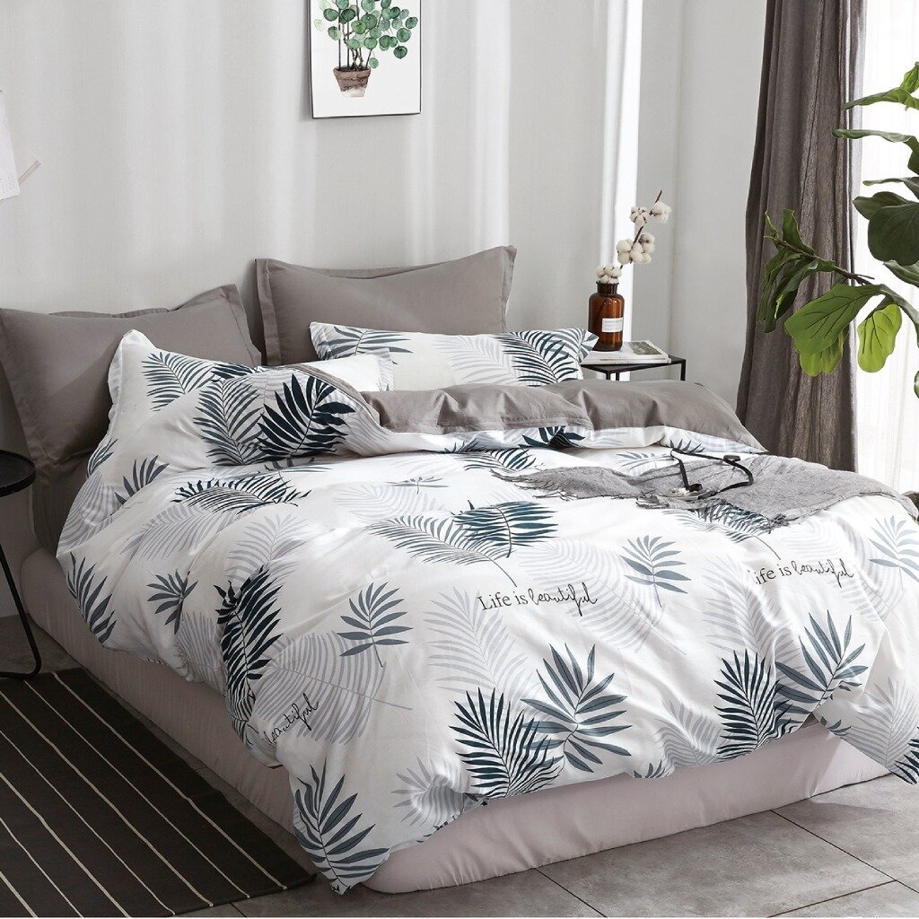 Постельное белье евро, простыня 215х240 см, 2 наволочки 70х70 см, пододеяльник 200х215 см, Butterfly, сатин, 53-26454