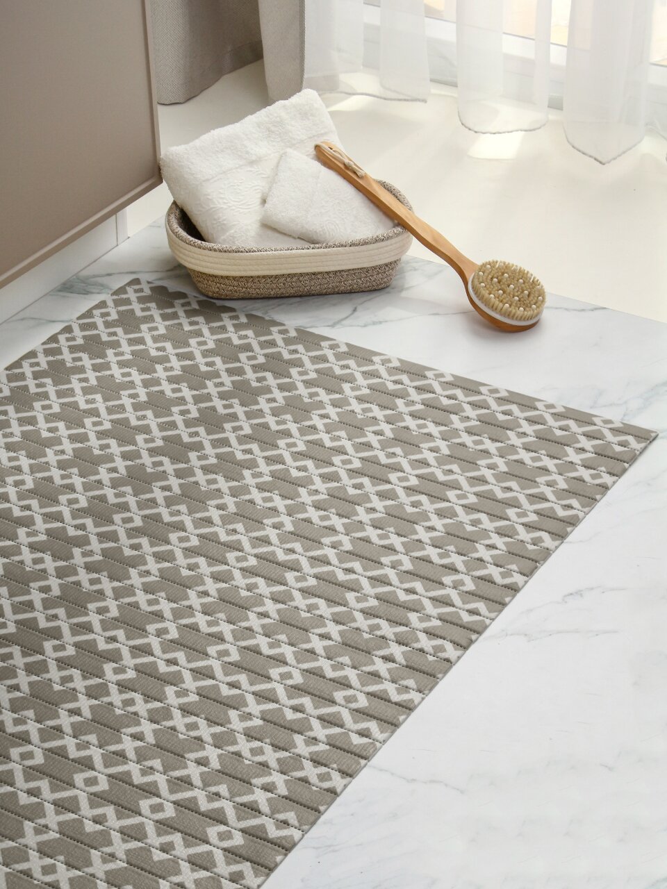 Коврик для ванной, антискользящий, 0.8х15 м, вспененный ПВХ, Вилина, Виктория, V24SL