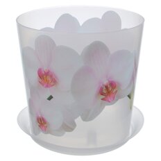 Горшок для цветов пластик, 2.4 л, 16х16х15.5 см, с подставкой, орхидея, Idea, Деко, М 3106