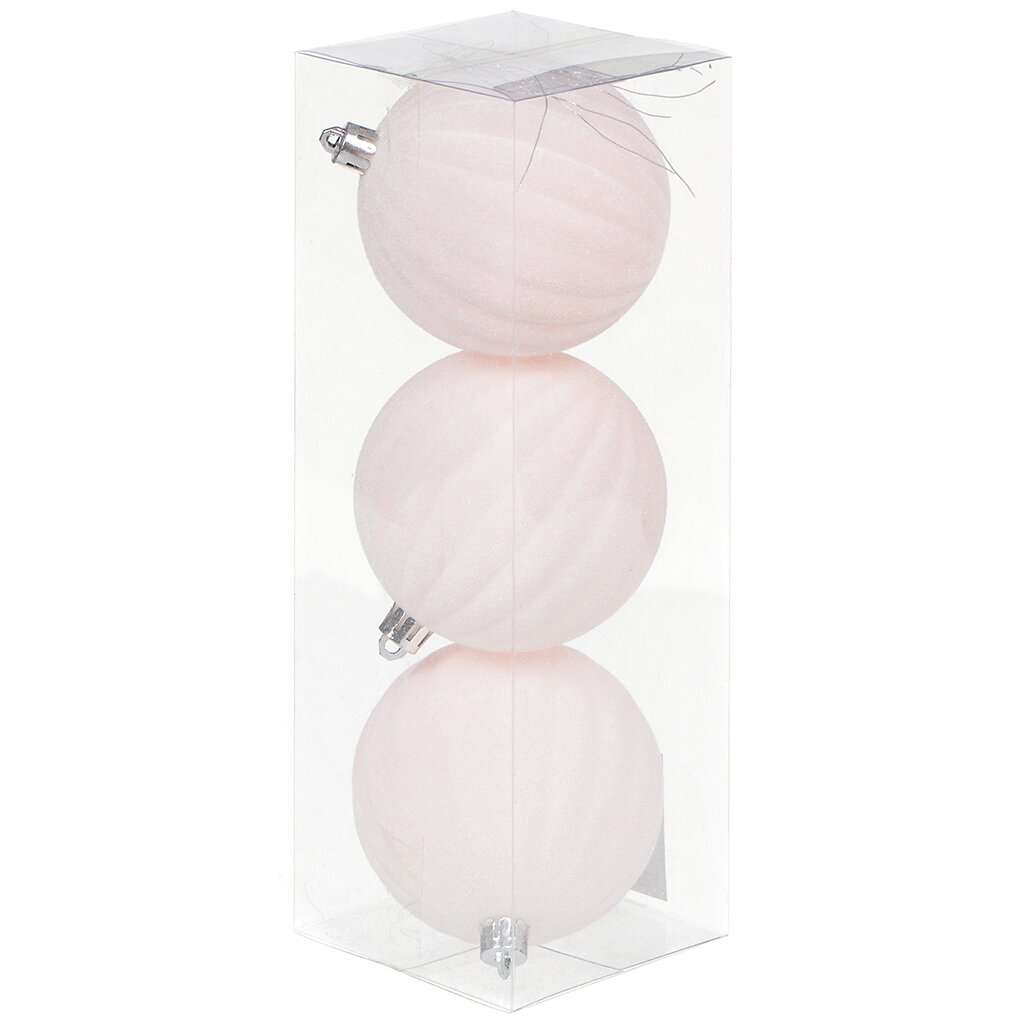 Елочный шар 3 шт, светло-розовый, 8 см, флок, SYQE-012133BP