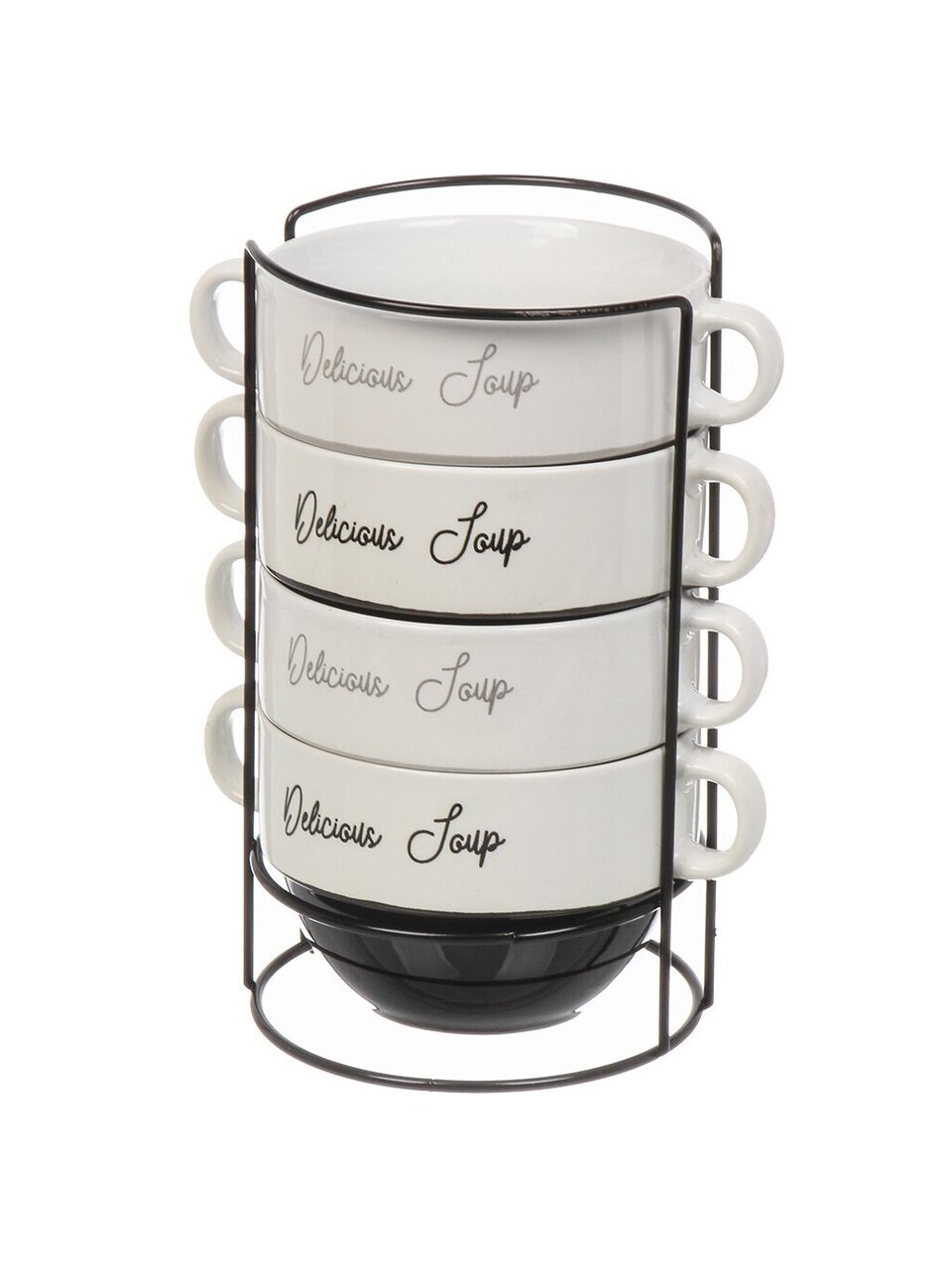 Салатник керамика, круглый, 4 шт, 8 см, 0.5 л, металлическая подставка, подарочная упаковка, Яркий вкус, BRJB049-DSms