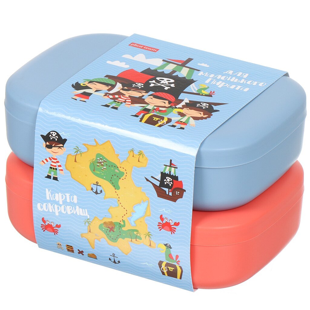 Контейнер пищевой пластик, 12.8 см, 2 шт, в ассортименте, Plast team, Anderson Пираты, PT1008ПИРMIX-8