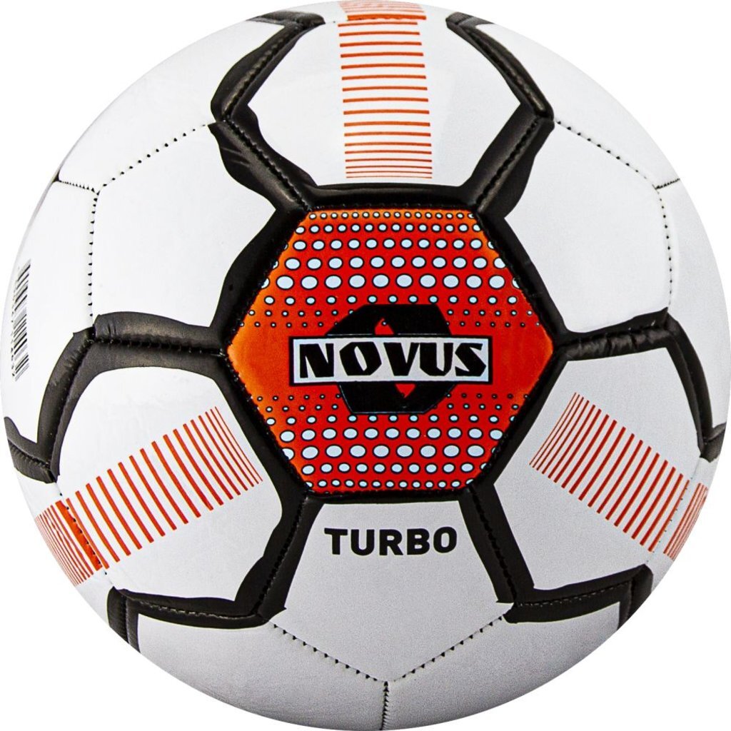 Мяч футбольный детский Novus TURBO, PVC бел/чёрн/оранж., р.5, м/ш, 330-350г,окруж 68-71, 00-00004640