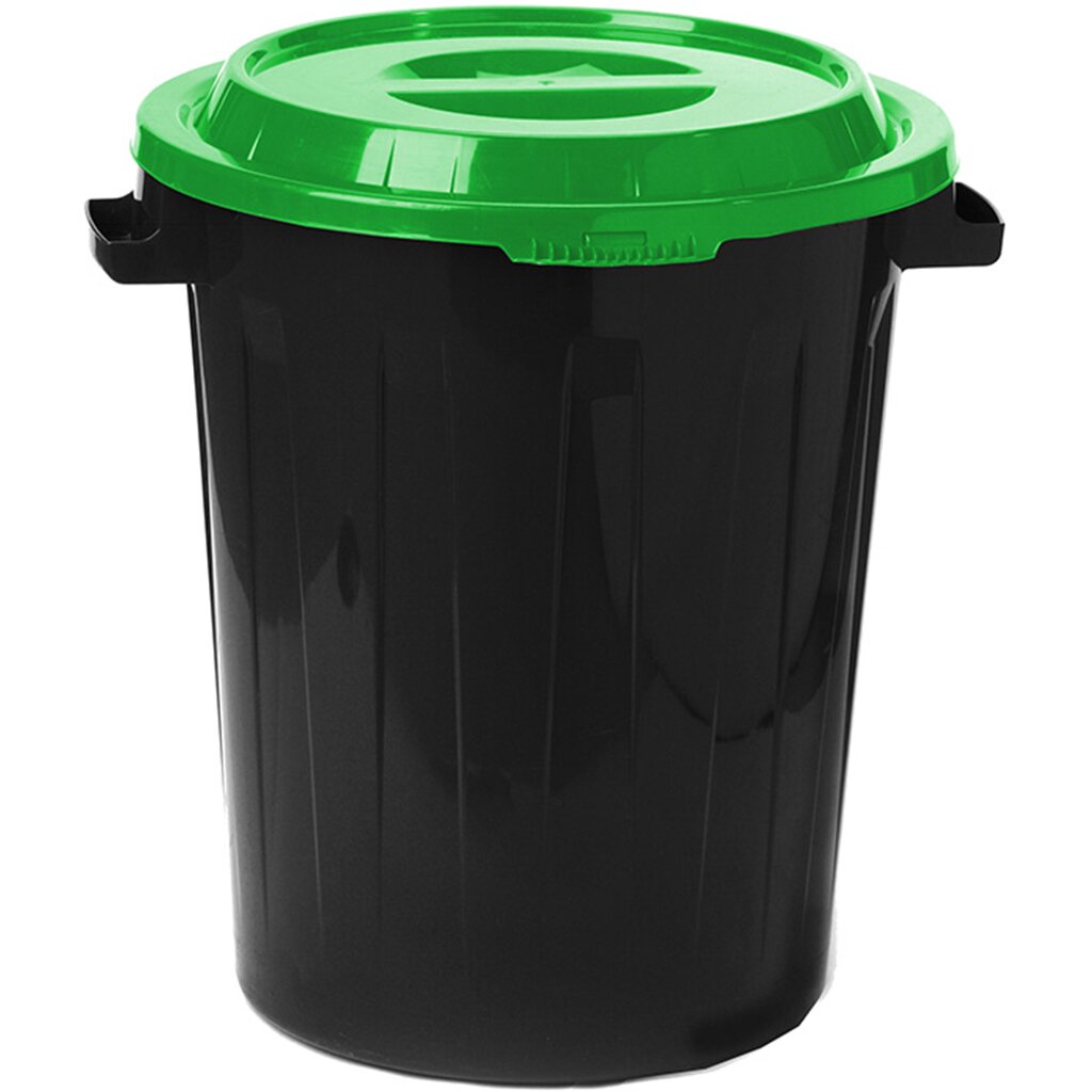 Бак для мусора пластик, 90 л, с крышкой, 55х64х65 см, ярко-зеленый, Idea, М 2394