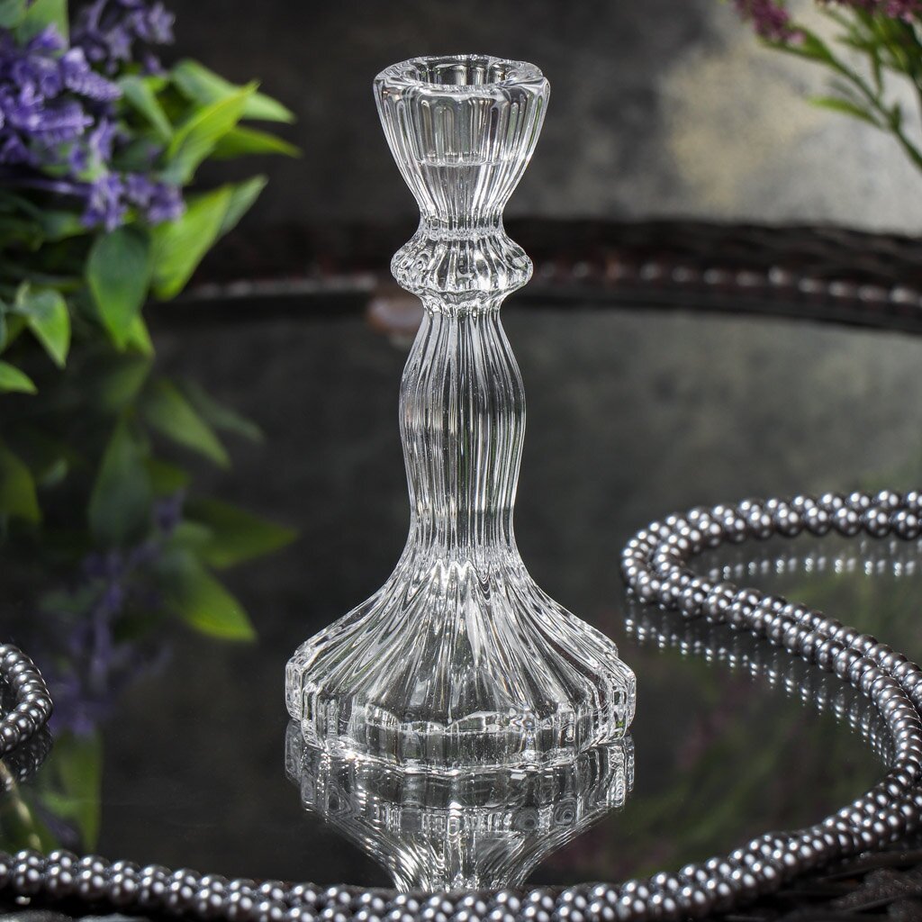 Подсвечник декоративный стекло, 1 свеча, 8х16 см, Y6-10435 подсвечник дымок селенит