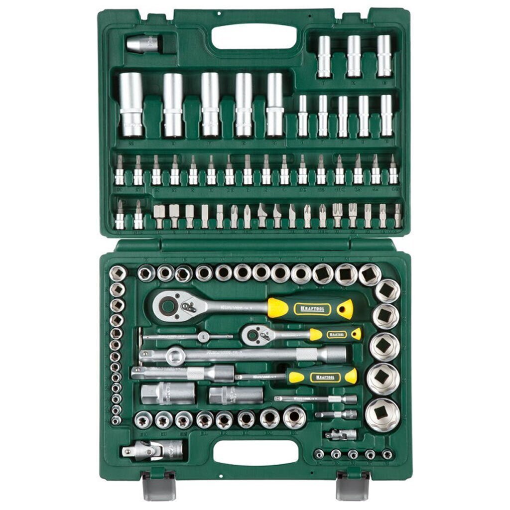 Набор слесарных инструментов Kraftool, X-Drive, 108, 1/2&amp;quot;, 1/4&amp;quot;, сталь, кейс, 108 предметов