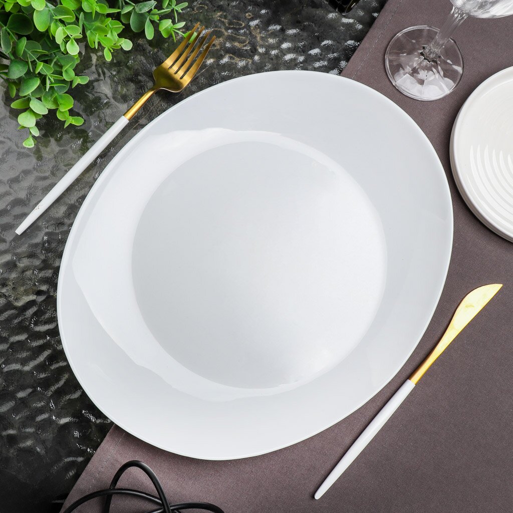 Тарелка обеденная, стеклокерамика, 31.3 см, Модерн, Daniks, NOP120W тарелка фарфоровая обеденная доляна малахитовая шкатулка d 25 см зелёный
