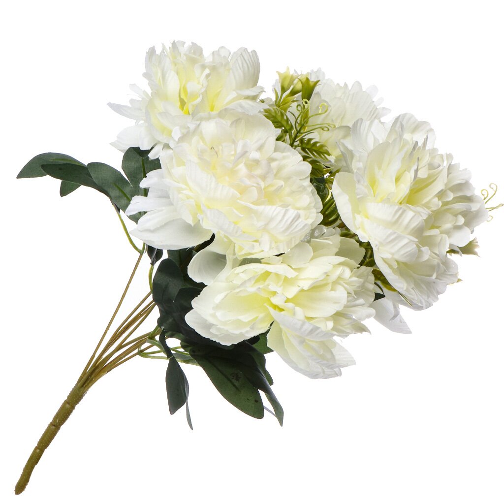 Цветок искусственный Пион, 43 см, белый, Y4-6951 ок искусственный декоративный пион 61 см фуксия y4 7957