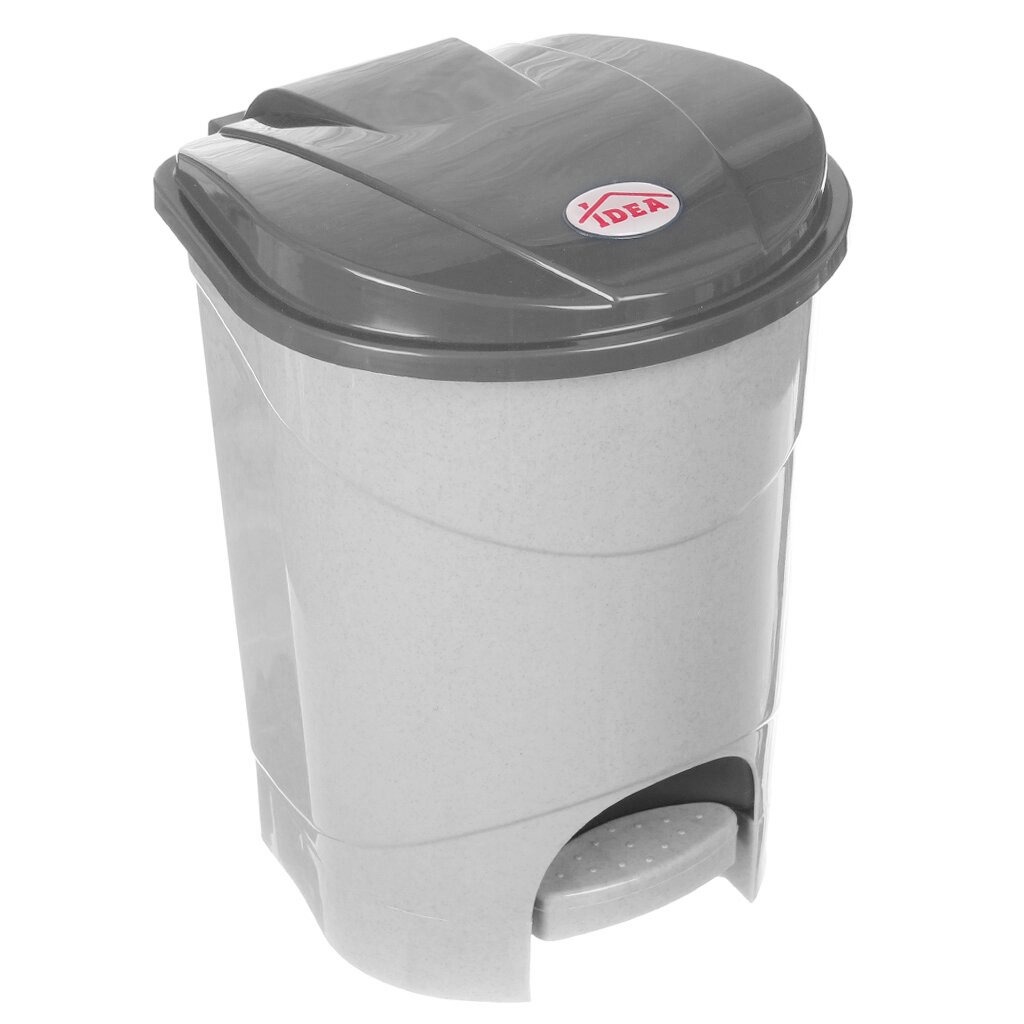 Контейнер для мусора пластик, 7 л, квадратный, педаль, мрамор, Idea, М2890 контейнер для мусора пластик 7 л круглый педаль плавающая крышка белый серый violet 150701