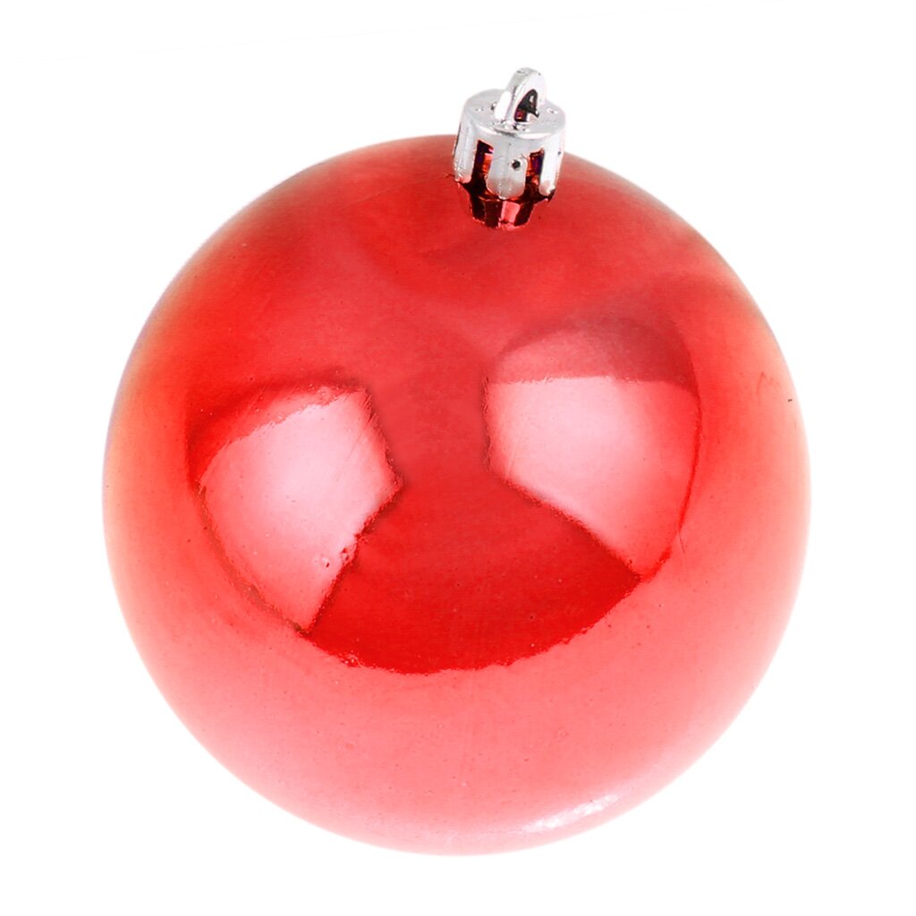 Елочный шар Snowmen, 6 шт, красный, 8 см, блестящий, ЕК0003
