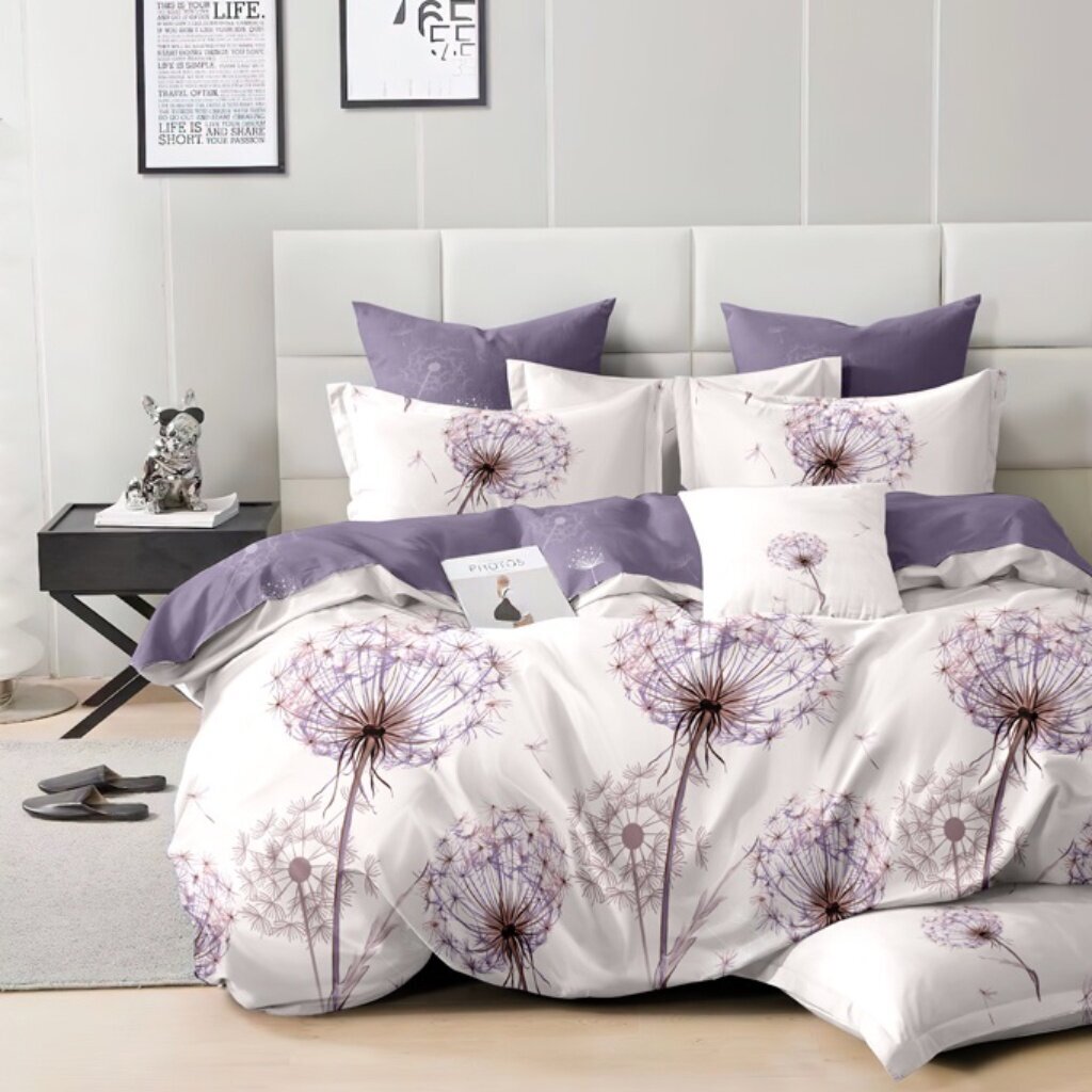 Постельное белье евро, простыня 215х240 см, 2 наволочки 70х70 см, пододеяльник 200х215 см, Butterfly, поплин, 6243