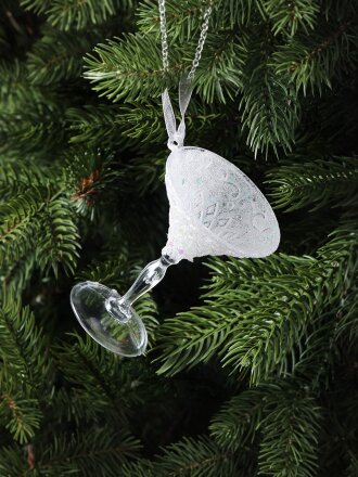 Елочное украшение Бокал, прозрачный с перламутром, 9 см, пластик, Y4-9493