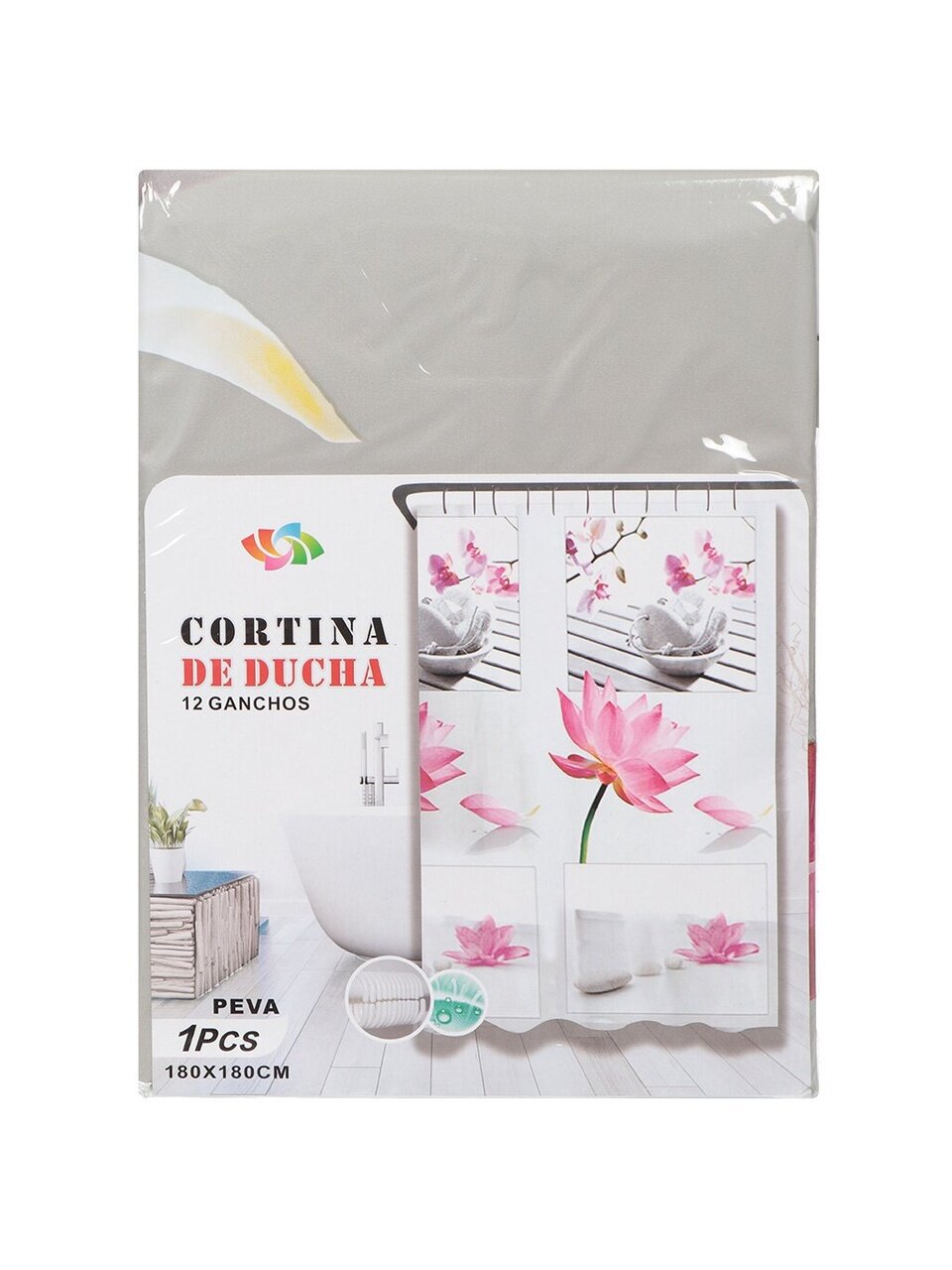 Штора для ванн 180х180 см, Peva, Лотос, Y504